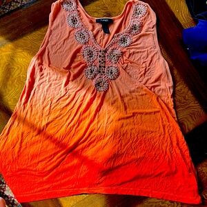 Women's Style & co. Size 1x tie dye embellished tank top. Orange.